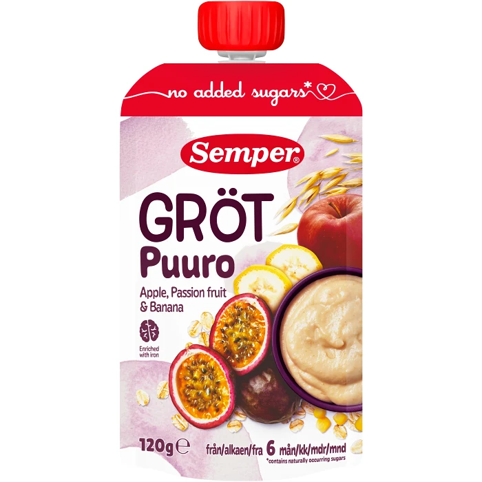 Semper Gröt med passionsfrukt, äpple och banan