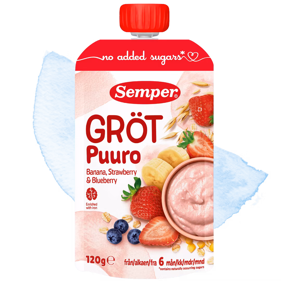 Semper Grötklämmis Jordgubb, Banan & Blåbär 120 g