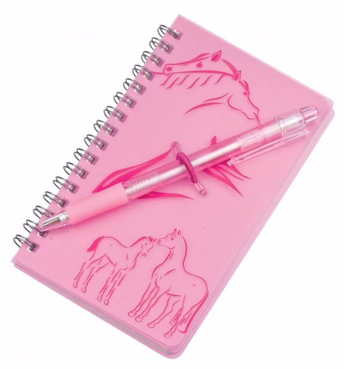 Anteckningsbok med penna med hästmotiv