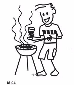Man som grillar