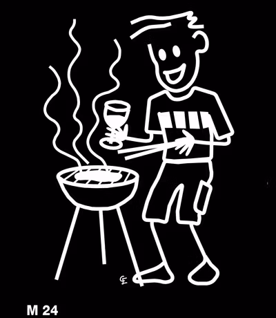 Man som grillar  – Funky Family – dekaler i unika karaktärer