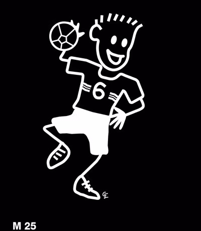 Man som spelar handboll – Funky Family – dekaler i unika karaktärer
