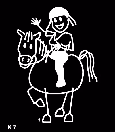 Kvinna rider – Funky Family – dekaler i unika karaktärer