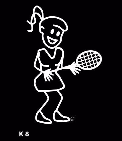 Kvinna spelar tennis – Funky Family – dekaler i unika karaktärer