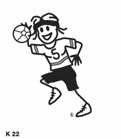 Kvinna som spelar handboll – Funky Family – dekaler i unika karaktärer
