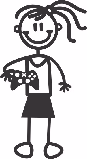 Flicka med spelkontroll - The sticker family - dekaler i unika karaktärer
