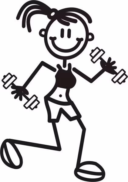 Äldre flicka joggar med vikter