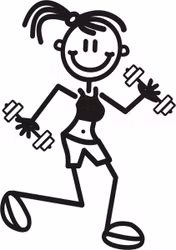 Äldre flicka joggar med vikter