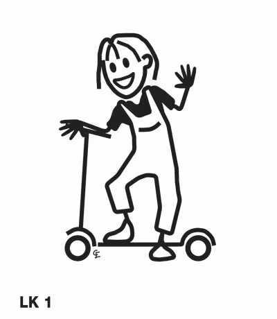 Flicka på sparkcykel – Funky Family – dekaler i unika karaktärer