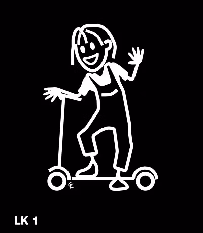 Flicka på sparkcykel – Funky Family – dekaler i unika karaktärer