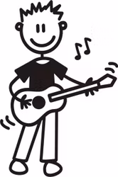 Äldre Pojke spelar gitarr
