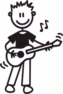 Äldre Pojke spelar gitarr