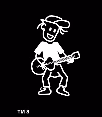 Kille med gitarr - Funky Family - dekaler i unika karaktärer