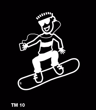 Kille på snowboard - Funky Family - dekaler i unika karaktärer