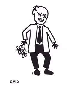 Äldre man med bukett