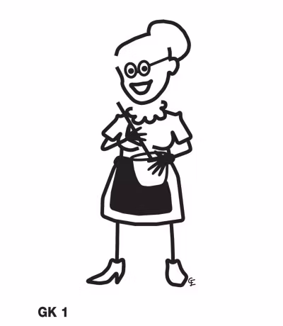 Äldre kvinna bakar - Funky Family - dekaler i unika karaktärer