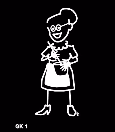 Äldre kvinna bakar - Funky Family - dekaler i unika karaktärer