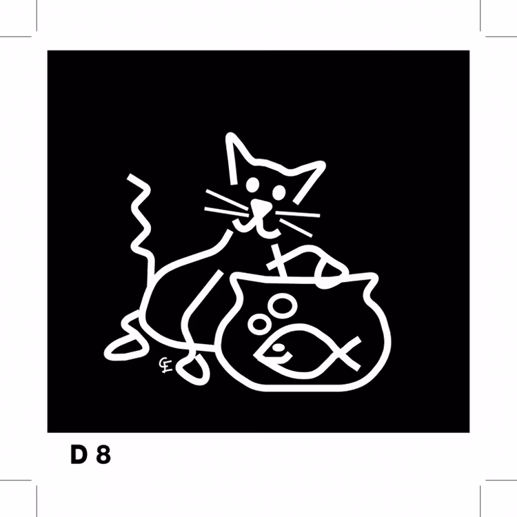 Katt som fiskar - Funky Family - dekaler i unika karaktärer