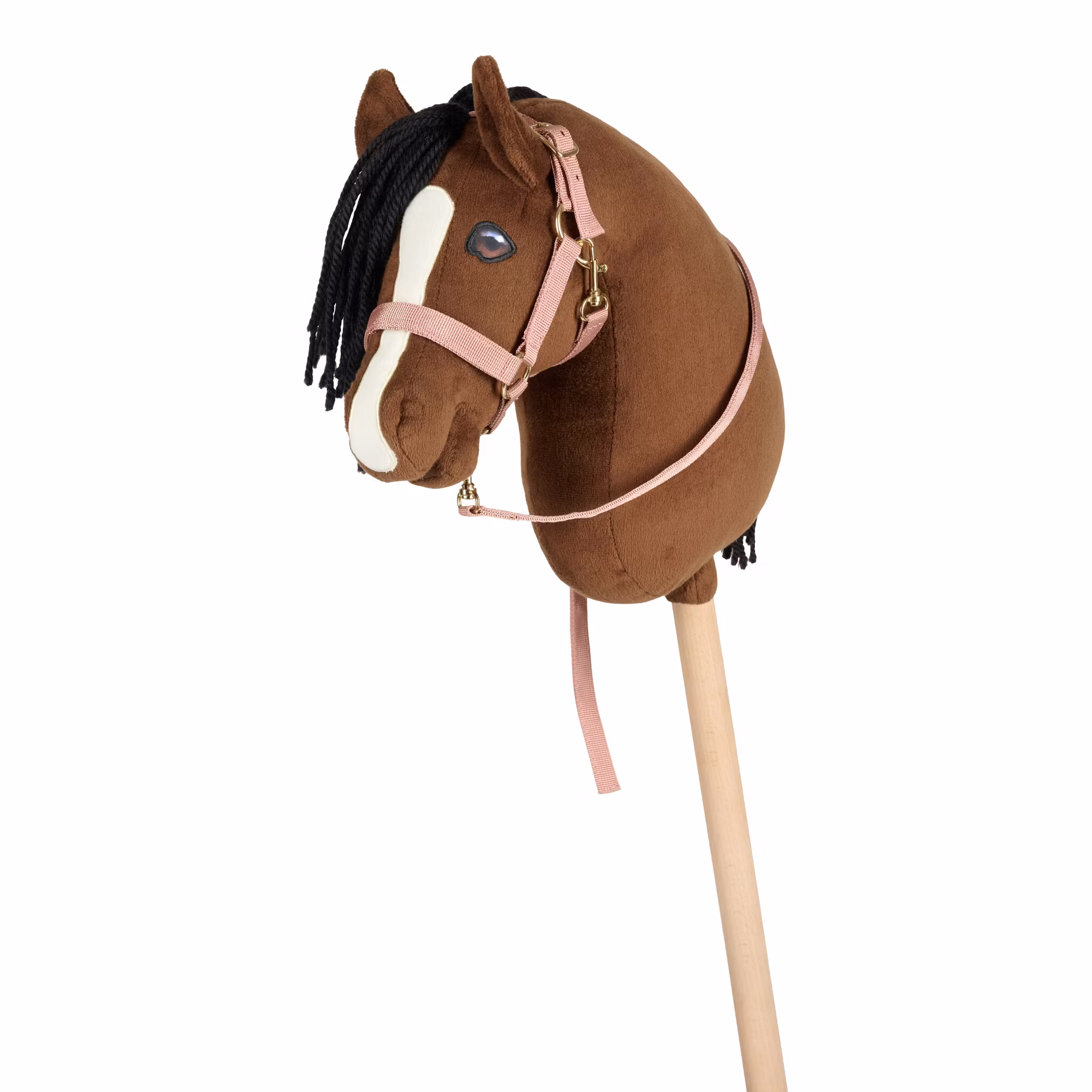 Rosa Grimma och grimskaft till käpphäst Cheval Roi