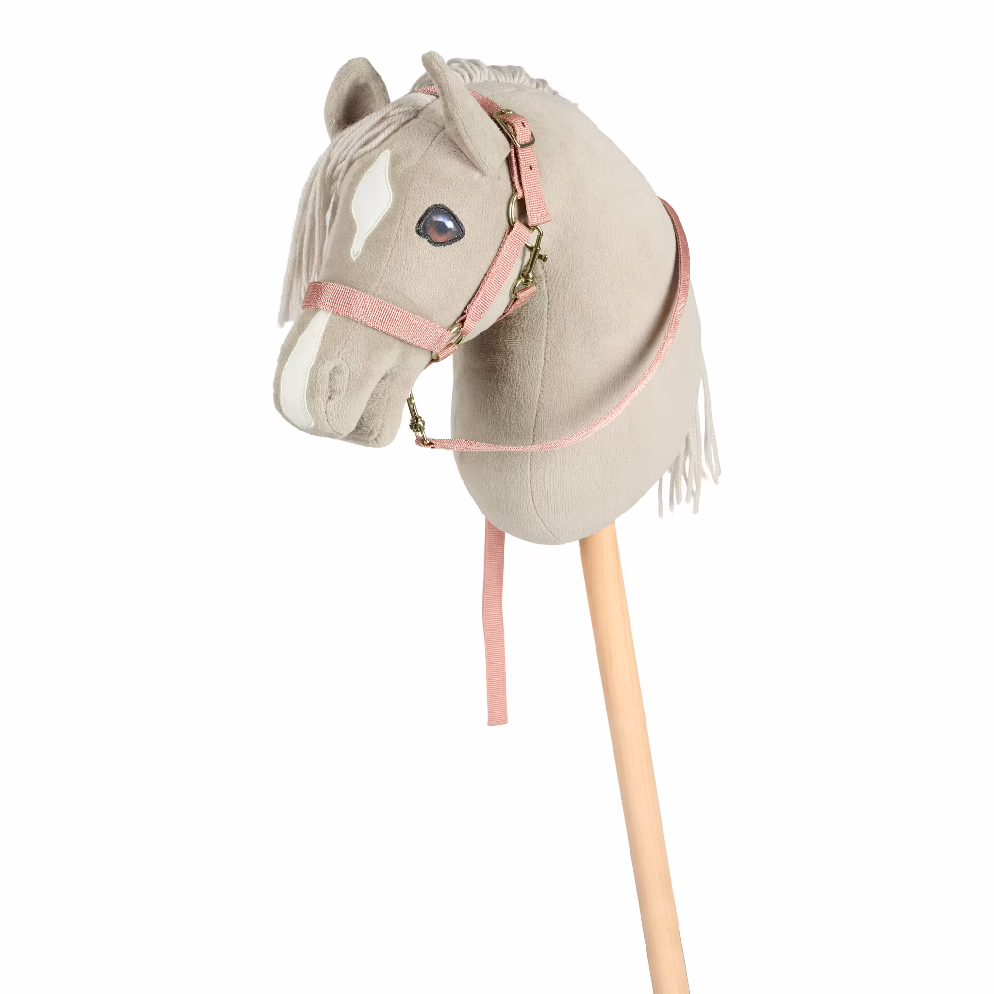 Rosa Grimma och grimskaft till käpphäst Cheval Roi