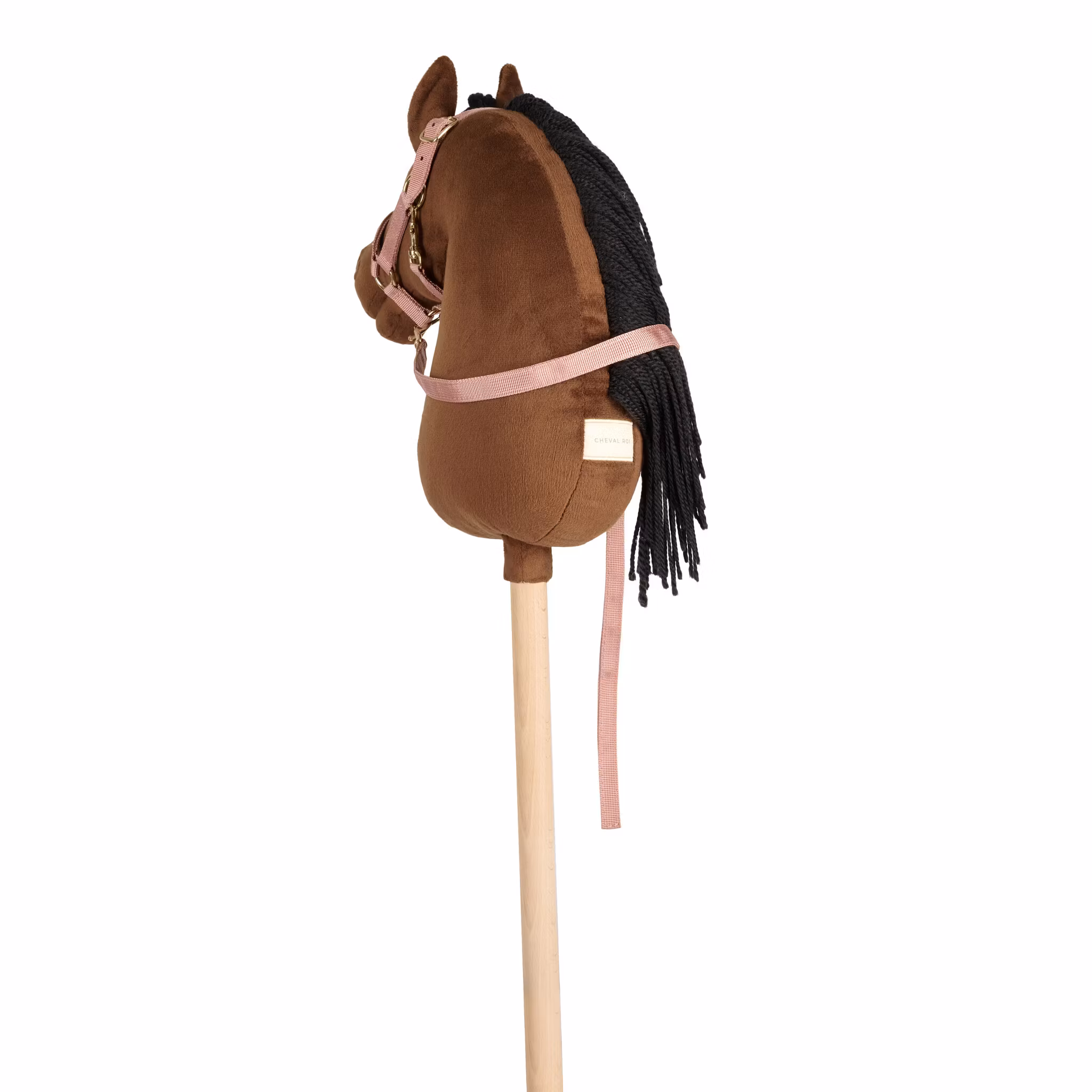 Rosa Grimma och grimskaft till käpphäst Cheval Roi