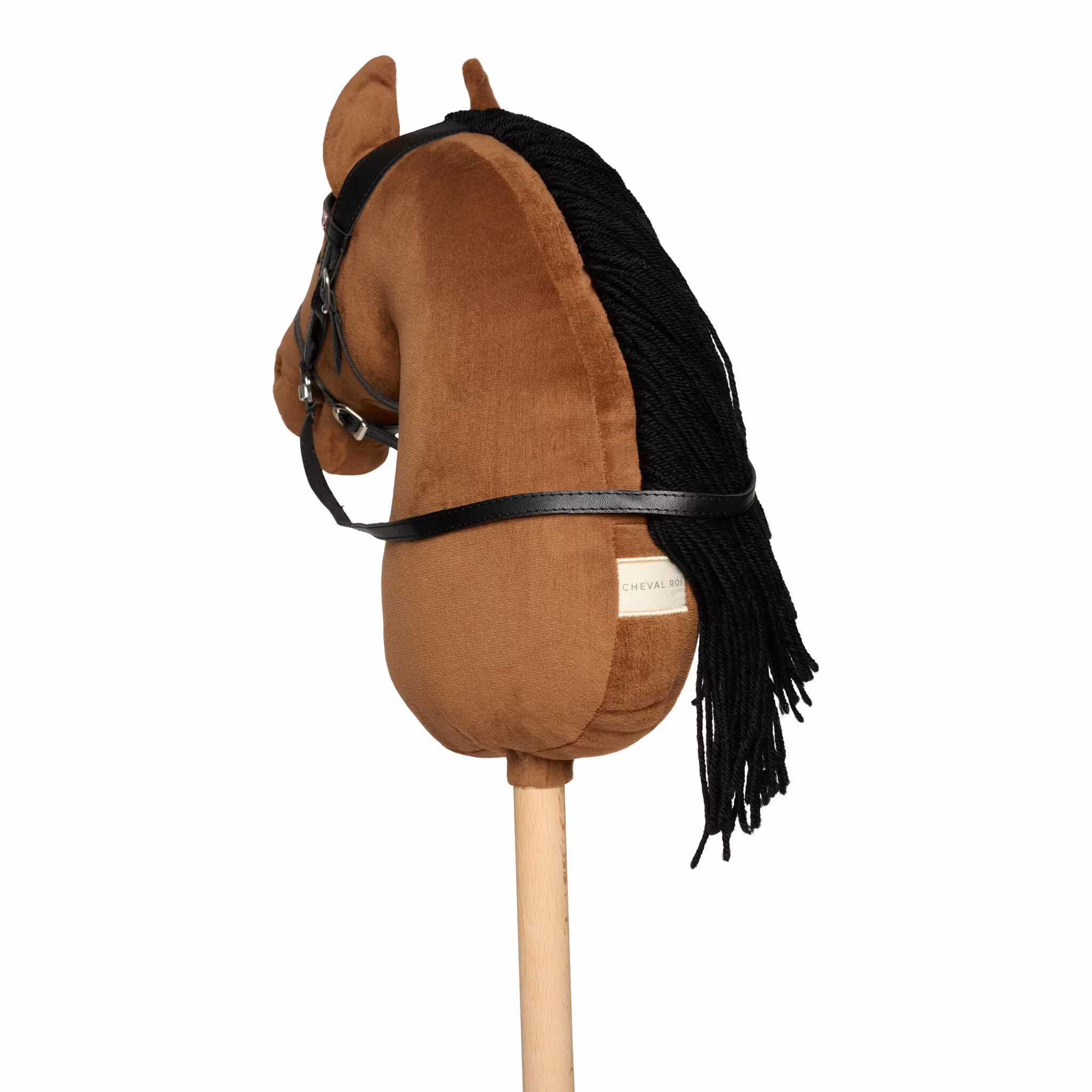 Svart Träns till käpphäst med rosa pannband Cheval Roi