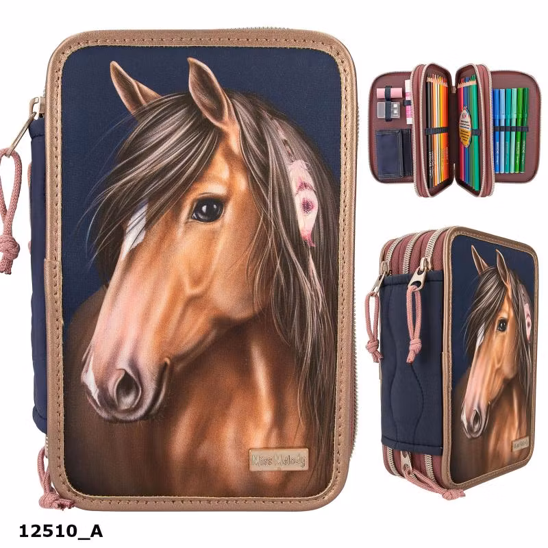 Miss Melody Trippelpennskrin med quilt Night Horses