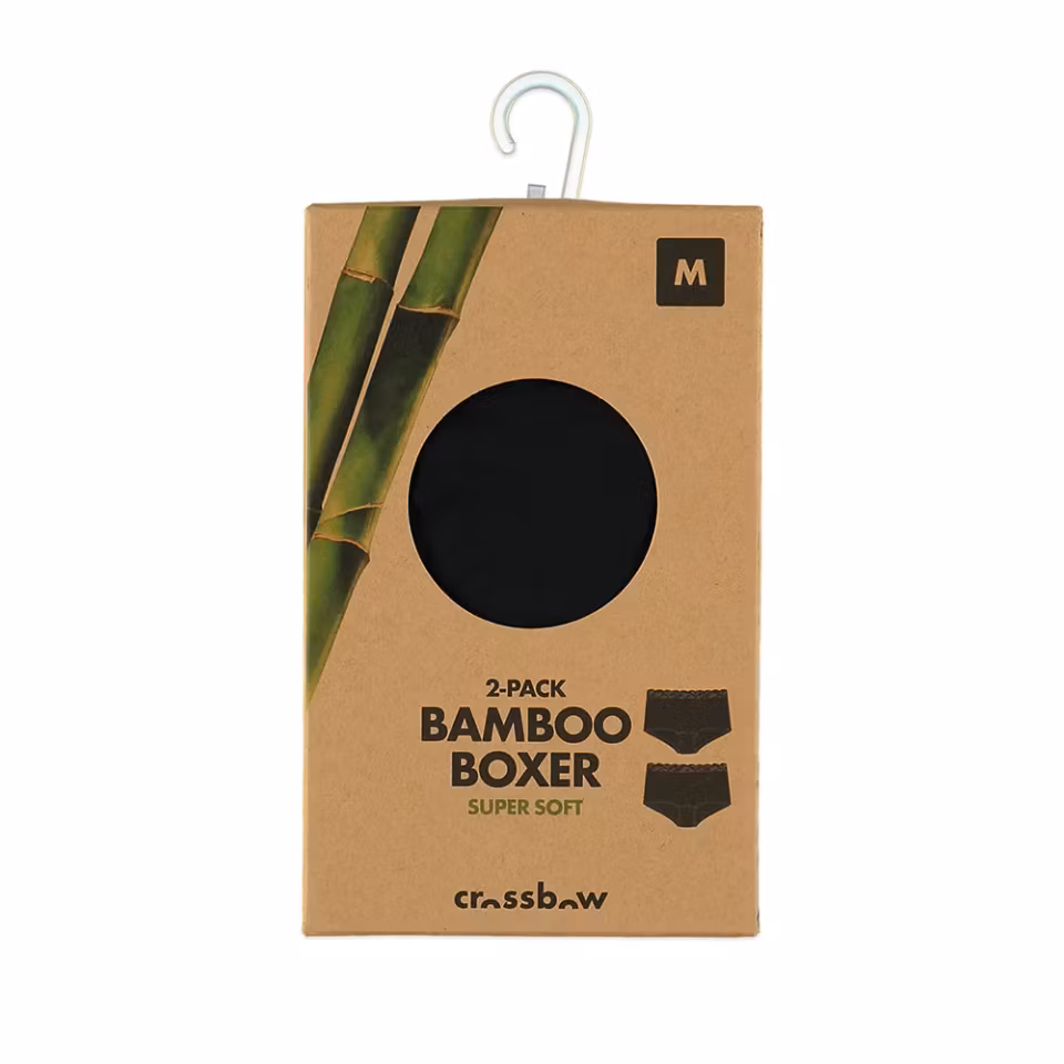 Bamboo Boxer CROSSBOW 2 Pack Svart