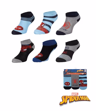 6 Par MARVEL SPIDERMAN Sneaker Strumpor