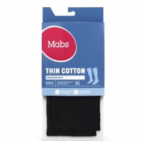 MABS Thin Cotton Knee Svart 1 Par S