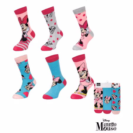 Långa Strumpor DISNEY MICKEY & MINNIE 3 Par