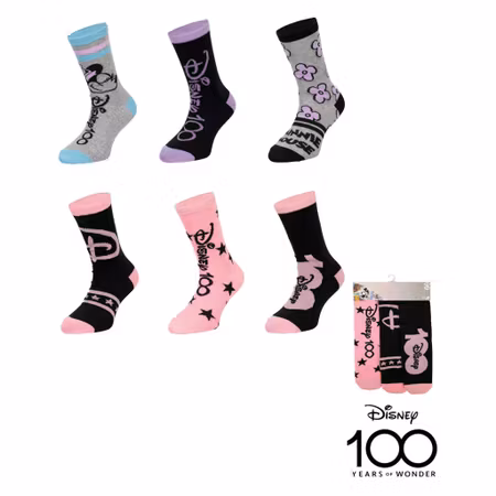 DISNEY MICKEY & MINNIE Långa Strumpor 3 Par