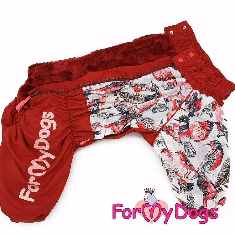 Varm Vinteroverall "Röd fågel" Tik " For My Dogs"