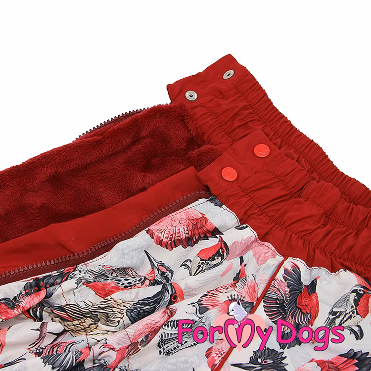 Varm Vinteroverall "Röd fågel" Tik " For My Dogs"
