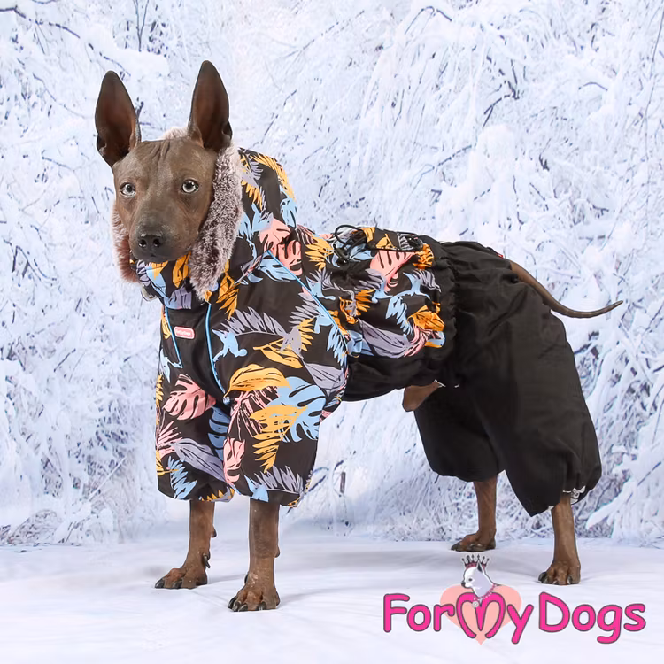 Varm Vinteroverall "Black Leaves" Hane "For My Dogs"