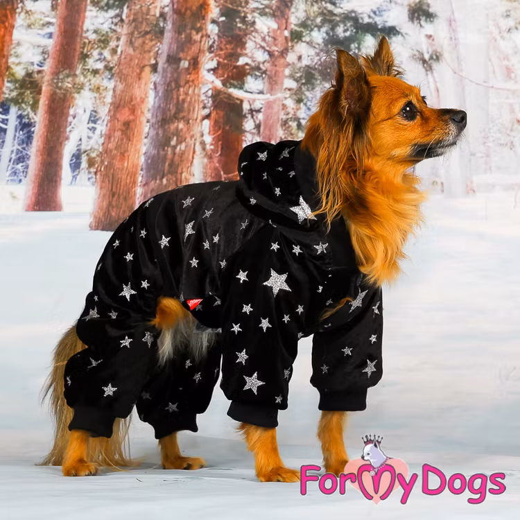 Varm Mysdress pyjamas overall "Svart Stjärna" UNISEX "For My Dogs"