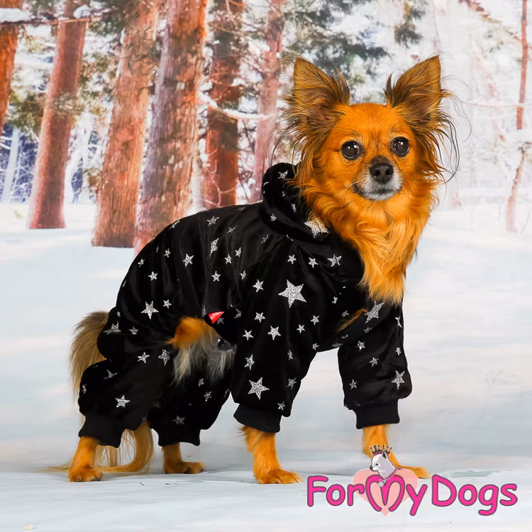 Varm Mysdress pyjamas overall "Svart Stjärna" UNISEX "For My Dogs"