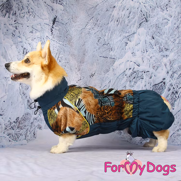 Vinteroverall "Blå wild pattern" Hane "For My Dogs"