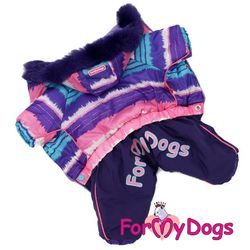 Varm Vinteroverall "Lila Ränder" Tik " For My Dogs"