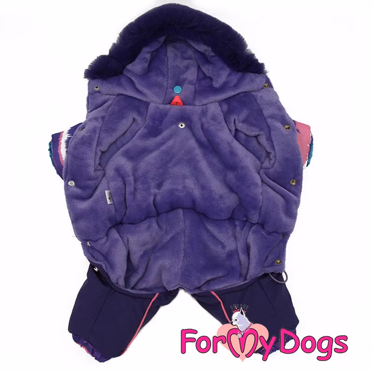 Varm Vinteroverall "Lila Ränder" Tik " For My Dogs"