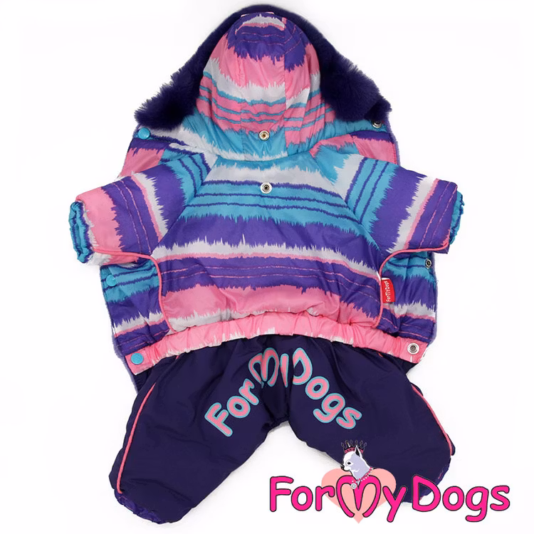 Varm Vinteroverall "Lila Ränder" Tik " For My Dogs"