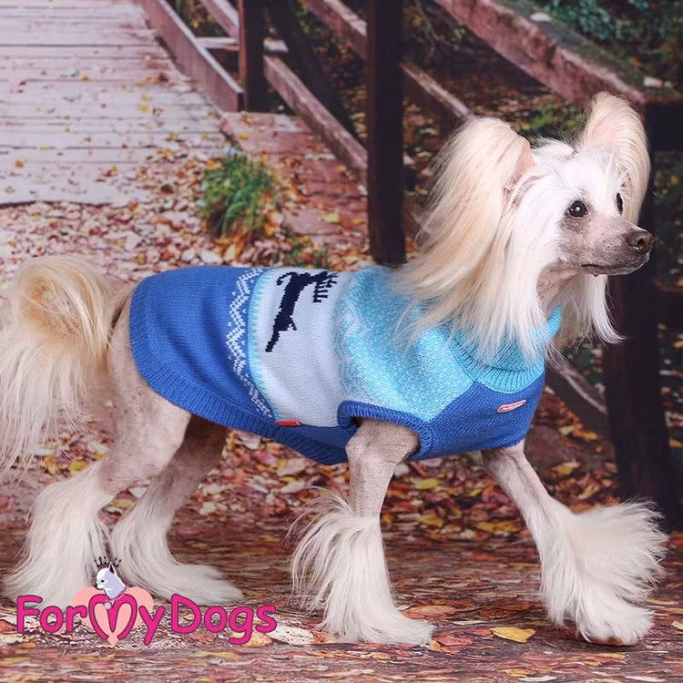 Stickad Tröja "Blue Reindeer" unisex "For My Dogs"