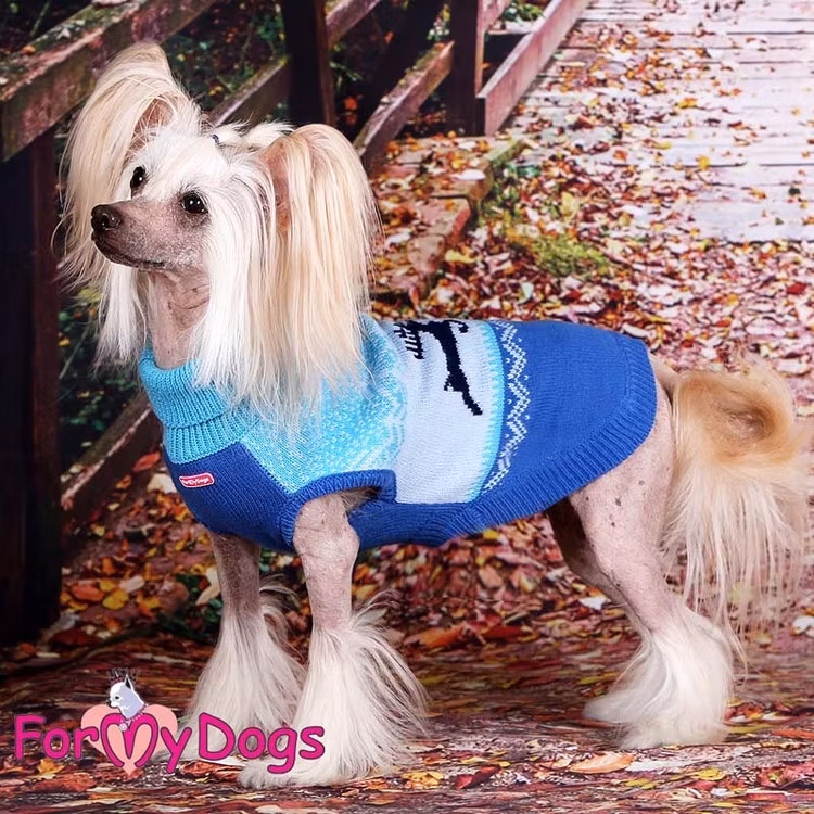Stickad Tröja "Blue Reindeer" unisex "For My Dogs"