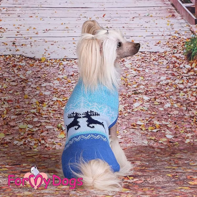 Stickad Tröja "Blue Reindeer" unisex "For My Dogs"