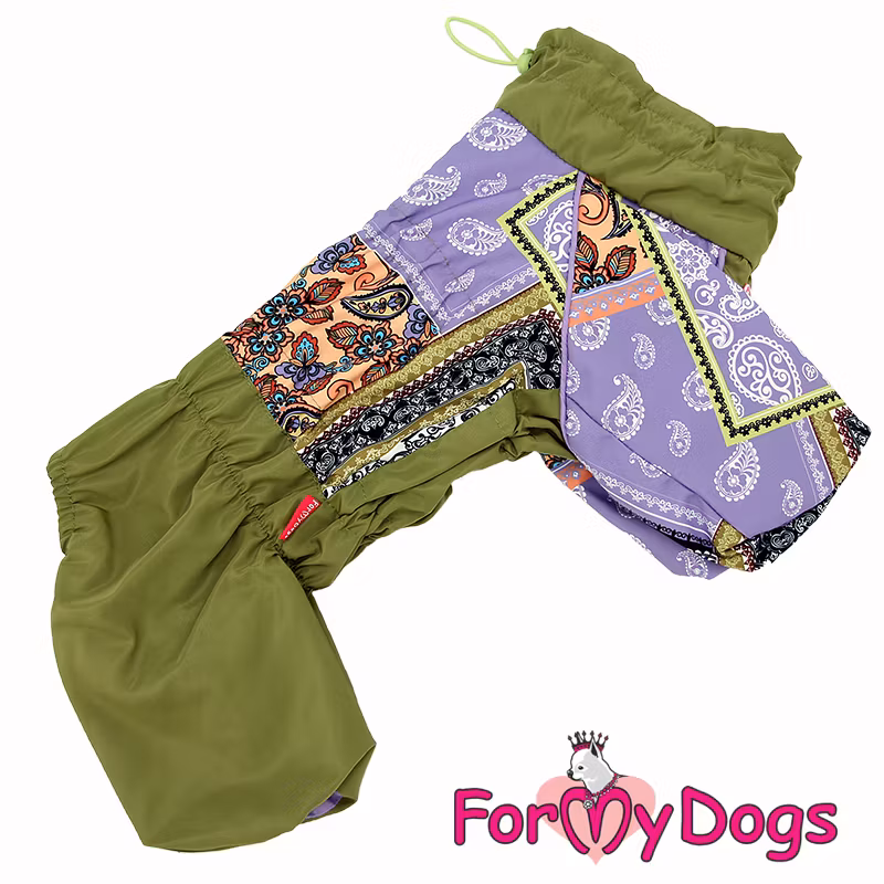 Regnoverall "Green Patchwork" Tik "For My Dogs"