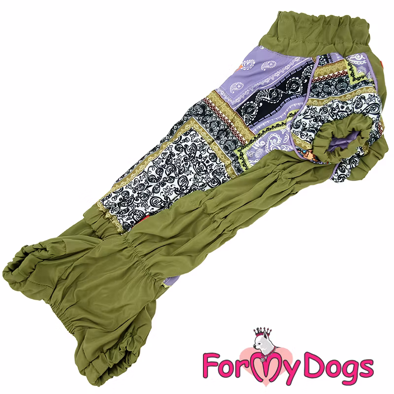 Regnoverall "Green Patchwork" Tik "For My Dogs"