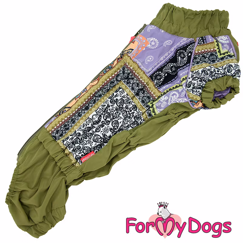 Regnoverall "Green Patchwork" Tik "For My Dogs"
