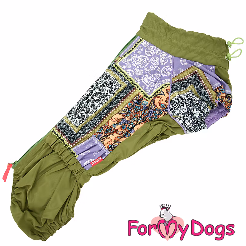 Regnoverall "Green Patchwork" Tik "For My Dogs"