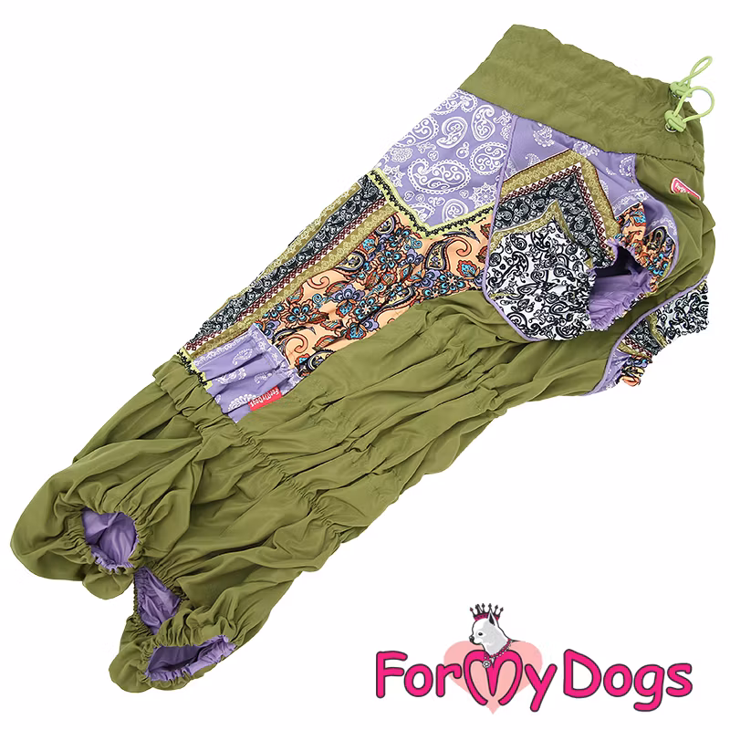 Regnoverall "Green Patchwork" Tik "For My Dogs"