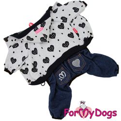 Suit Mysdress Pyjamas overall "Hearts" Unisex "For My Dogs"